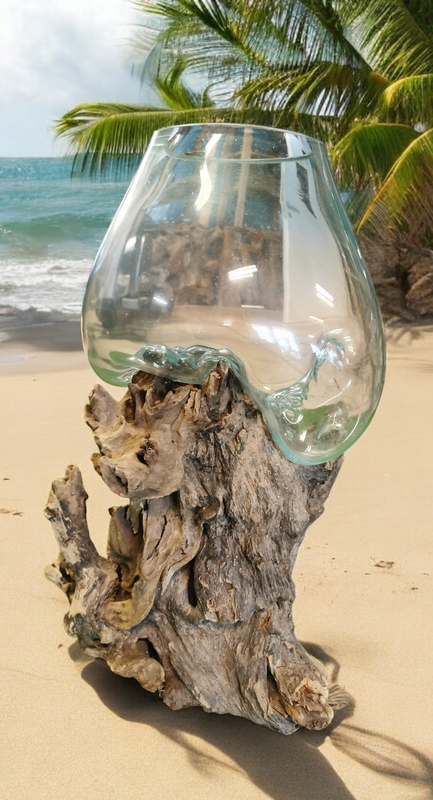 Glas Wurzel - Glas auf Baumwurzel 14 ca.70cm hoch