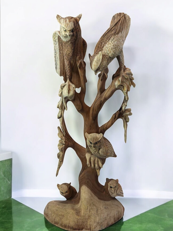 eulen-stamm-holz-figur-akazie-suarholz-baumstamm-mit-eulenfamilie-100cm