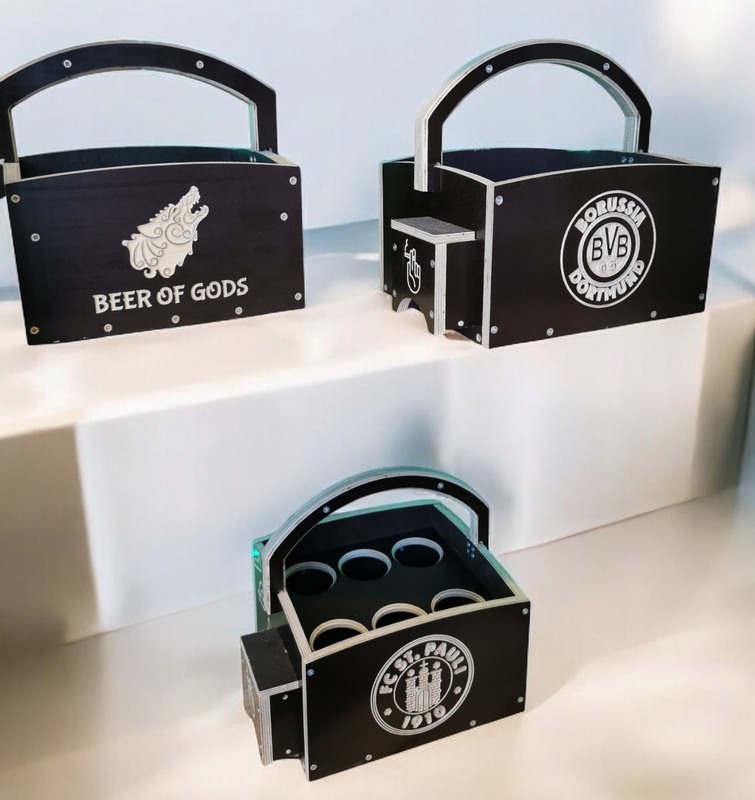 Borussia Dortmund Verein Bierträger Bierkiste Typ 1 "Griffbereit" Siebdruck schwarz Individuell gestaltbar (6x0,33l)