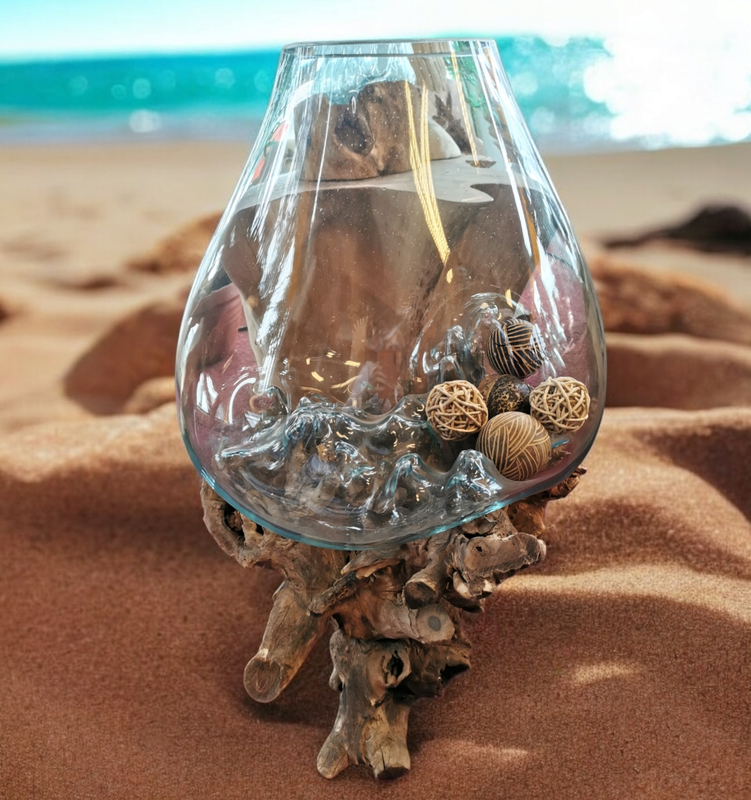 Glas Wurzel - Glas auf Baumwurzel 17 ca. 60cm hoch
